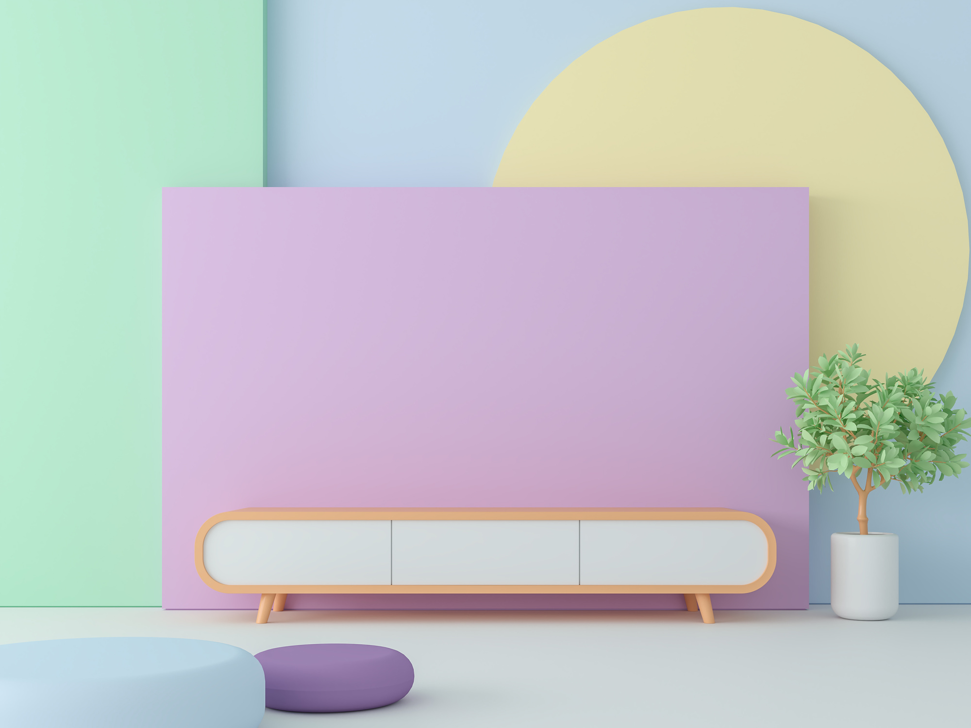 Empty room with pastel color 3d render